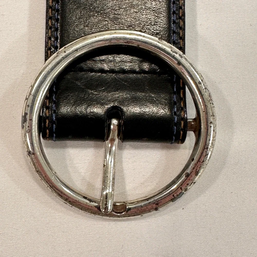 Brighton Embroidered Leather Western Belt‎ Womens 34 Black Silver Buckle | Boho